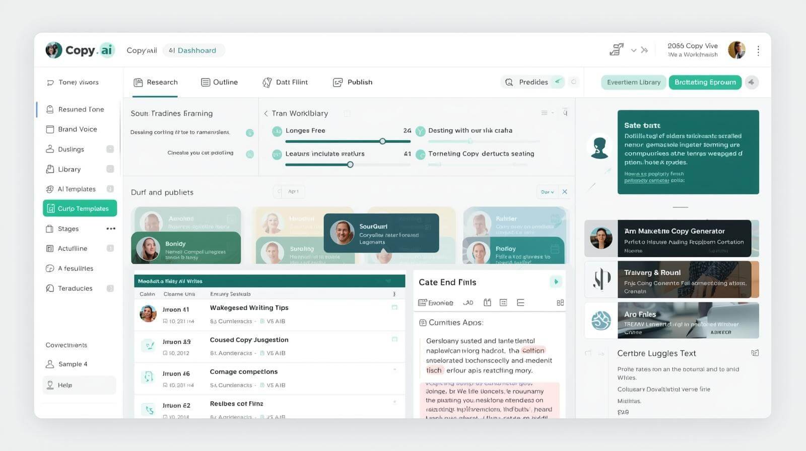 _Modern 2026 Copy.ai User interface for content management tool.
