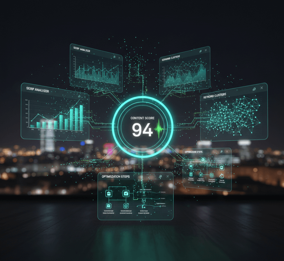 Digital dashboard displaying content score